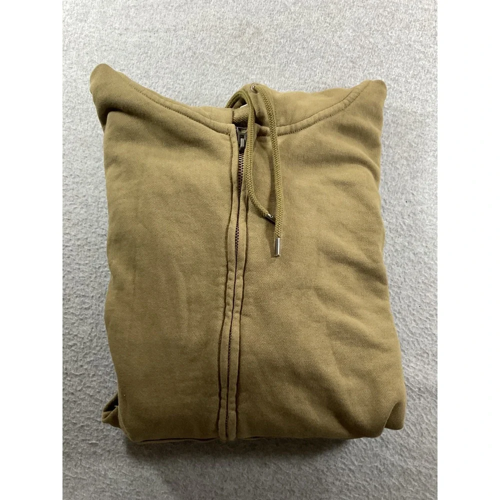 J. Crew Mens Full Zip Hoodie Sweatshirt Medium Brown Olive Cotton Knit 1262